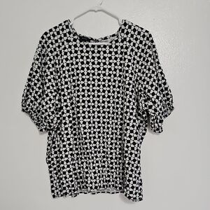 Alfani Black and White Patterned Blouse